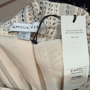 Amour Vert Striped Cream and Black Skirt